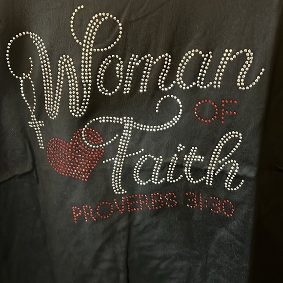 NEW Woman Of Faith Bling Rhinestone Tee Shirt S/3x - Picture 2 of 3